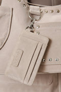 Martha Faux Suede Cardholder in Beige