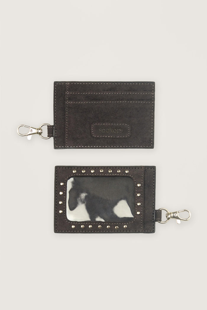 Martha Faux Suede Cardholder in Dark Grey