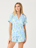 Mary Square- Women's Charlotte Satin Shorts Set | Summerfair Blue