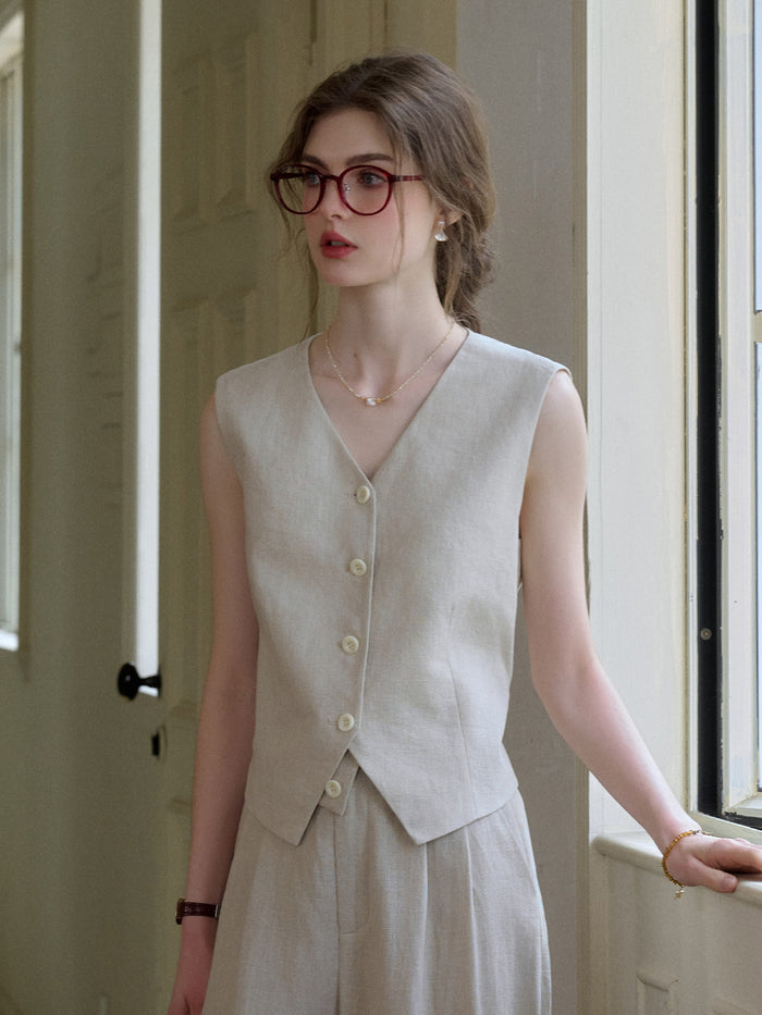 Max V-Neck 100% Ramie Vest