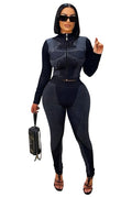 Me Time - Seamless Long Sleeve Stretch Two Piece Lounge Streetwear Pants Set