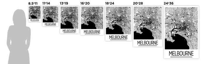 Melbourne Map Poster - australia Map Print - Art Deco Series