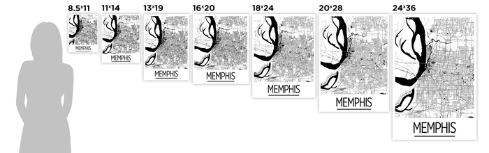 Memphis Map Poster - usa Map Print - Art Deco Series