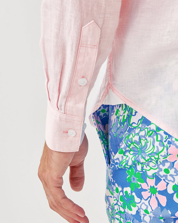 Mens Stuff Addison Shirt - Pink Muse X Resort White