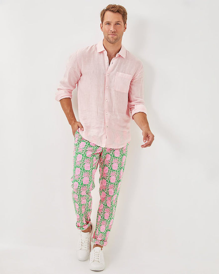 Mens Stuff Addison Shirt - Pink Muse X Resort White