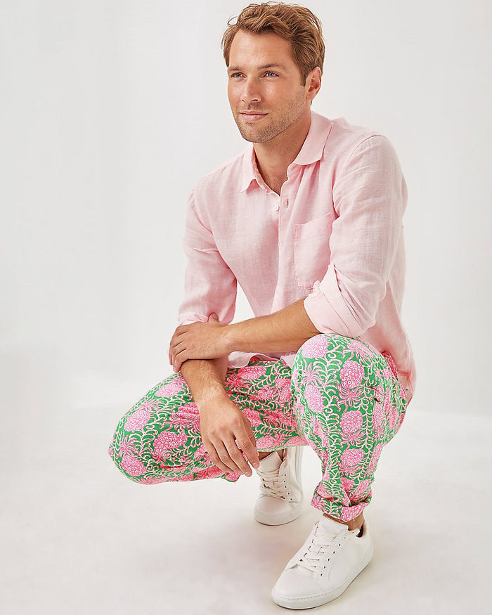 Mens Stuff Addison Shirt - Pink Muse X Resort White