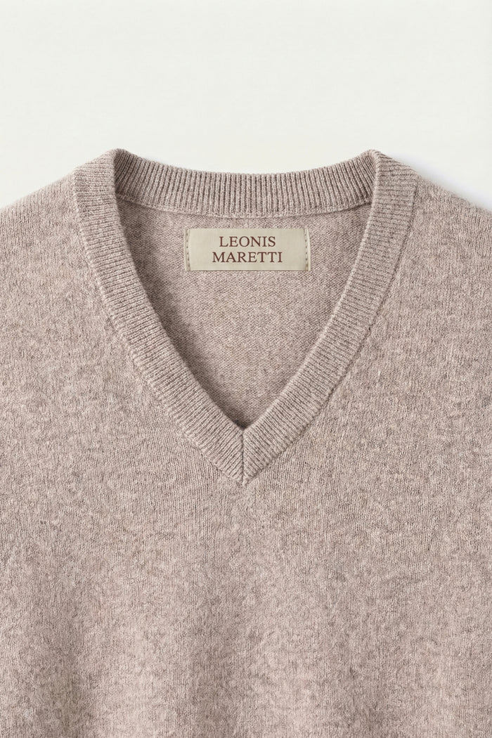 Merano V-Neck Knit Sweater Beige