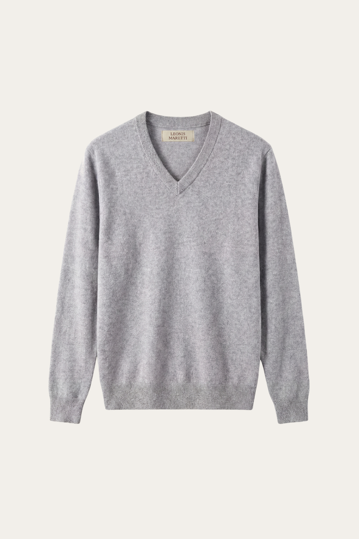 Merano V-Neck Knit Sweater Light Grey