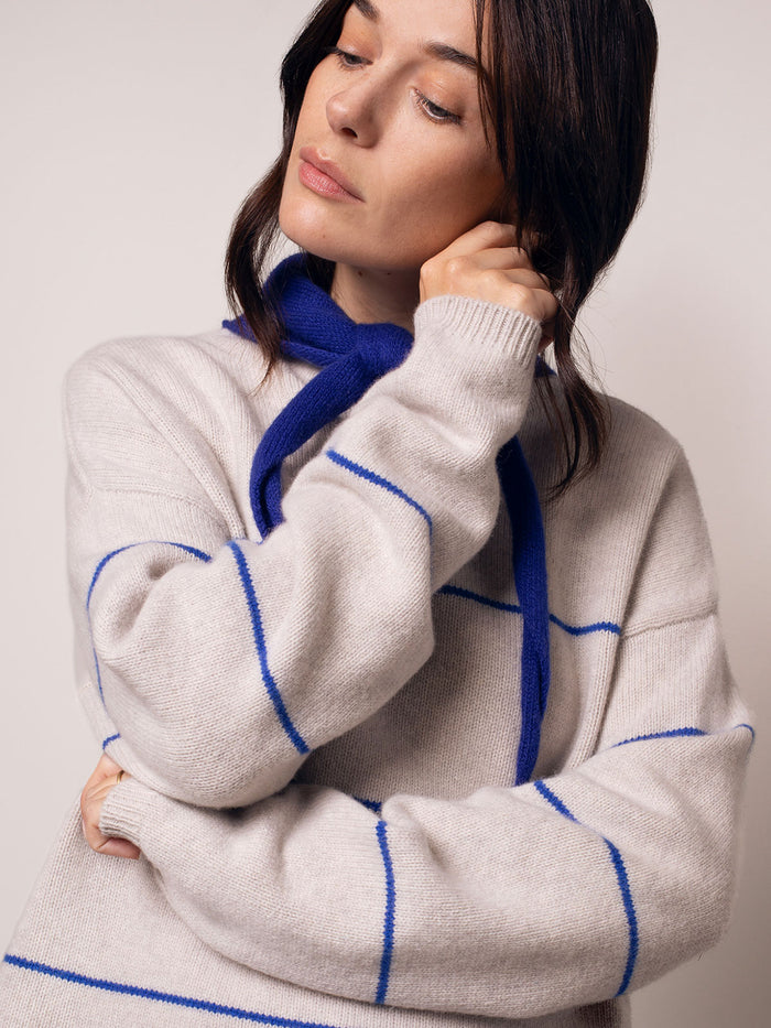 Merino Blend Split Hem Slouch Funnel Neck Jumper