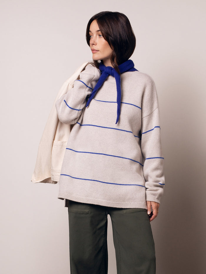 Merino Blend Split Hem Slouch Funnel Neck Jumper