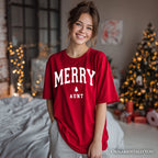 Merry Aunt Retro Christmas T-Shirt, Matching Family Holiday Tee T-Shirts OrnamentallyYou