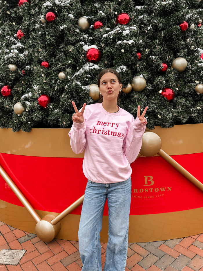 Merry Christmas Embroidered Crewneck
