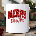 Merry Christmas Sequin Personalized Mug, Bold Red Glitter Custom Gift for Festive Holiday Season Personalized Ceramic Mug OrnamentallyYou White - Black Non-Custom