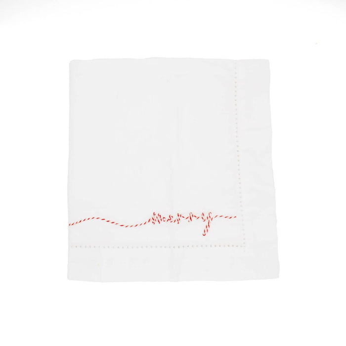 Merry Embroidered Dinner Napkin - Pine & Moss