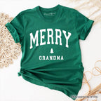 Merry Grandma Retro Christmas T-Shirt, Matching Family Holiday Tee T-Shirts OrnamentallyYou Evergreen XS