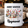 Merry Woofmas Dog Mama Personalized Mug, Dogs With Santa Hats Christmas Gift with Custom Name Personalized Ceramic Mug OrnamentallyYou White - Black Customized