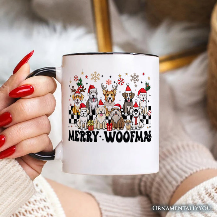 Merry Woofmas Dog Mama Personalized Mug, Dogs With Santa Hats Christmas Gift with Custom Name Personalized Ceramic Mug OrnamentallyYou