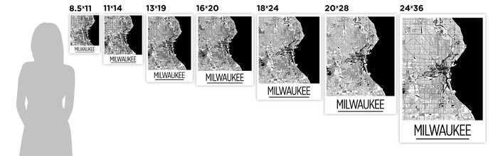 Milwaukee Map Poster - usa Map Print - Art Deco Series