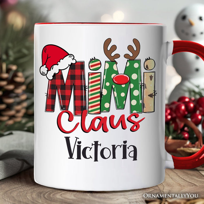 Mimi Claus Retro Christmas Personalized Mug, Matching Family Holiday Gift with Custom Name Personalized Ceramic Mug OrnamentallyYou White - Black Customized