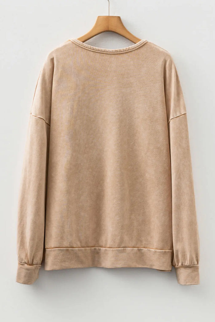 Mineral Wash Big Bow Patchwork Pullover Sweatshirt - Tops/Sweatshirts & Hoodies