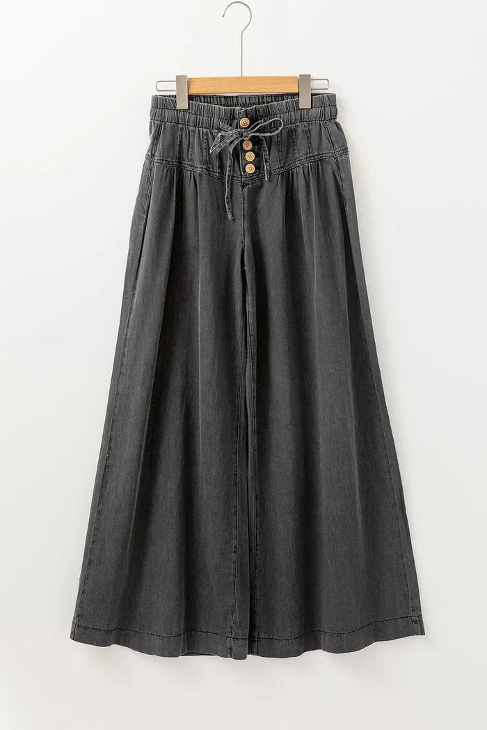 Shop Mineral Wash Button Fly Waist Wide Leg Jeans at eAura