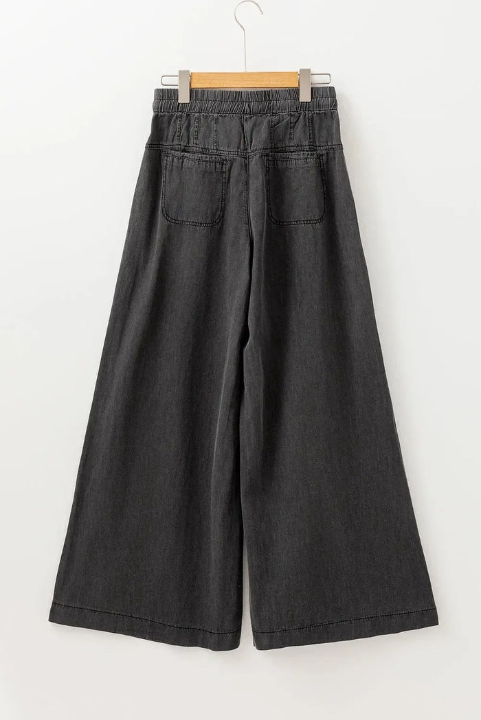 Shop Mineral Wash Button Fly Waist Wide Leg Jeans at eAura