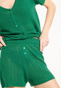 AVA 14 Mini short en cachemire à mailles pointelles vert émeraude