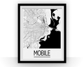 Mobile Map Poster - usa Map Print - Art Deco Series