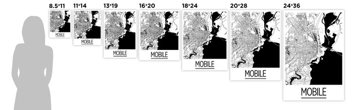 Mobile Map Poster - usa Map Print - Art Deco Series