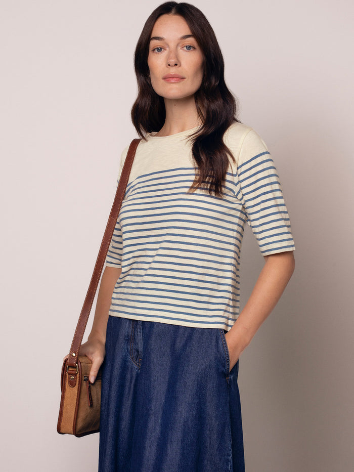 Modal Blend Striped Half Sleeve T-Shirt
