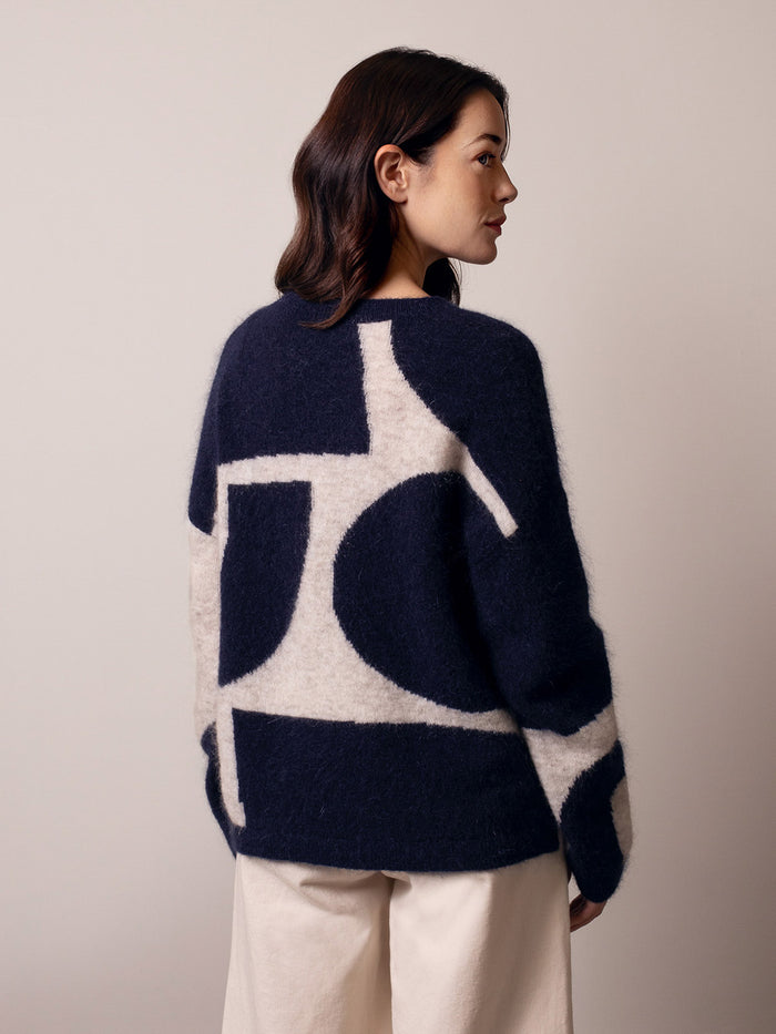 Mohair Blend Abstract Geo Jumper