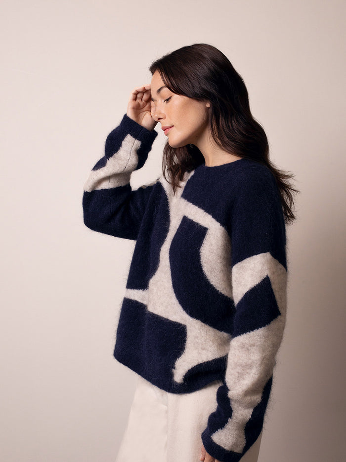 Mohair Blend Abstract Geo Jumper
