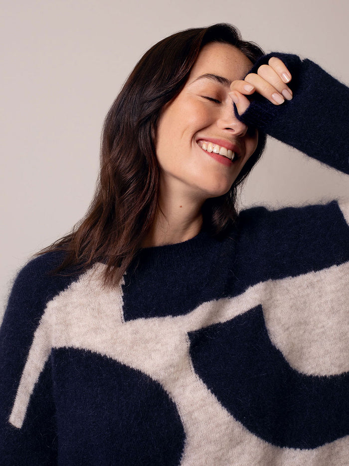 Mohair Blend Abstract Geo Jumper