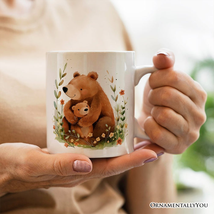 Mom and Baby Bear Personalized Mug, Mother's Day Custom Gift with Name Personalized Ceramic Mug OrnamentallyYou