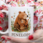Mom and Baby Bear Personalized Mug, Mother's Day Custom Gift with Name Personalized Ceramic Mug OrnamentallyYou