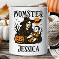 Momster Personalized Mug for Spooky Season, Witchy Halloween Gift with Custom Name for Moms Personalized Ceramic Mug OrnamentallyYou White - Black Customized