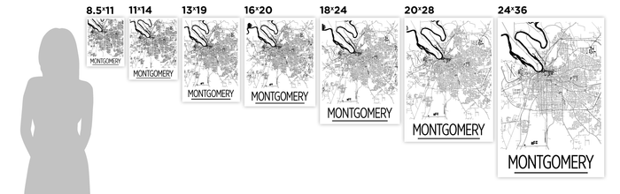 Montgomery Map Poster - usa Map Print - Art Deco Series