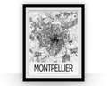 Montpellier Map Poster - france Map Print - Art Deco Series