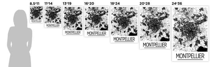 Montpellier Map Poster - france Map Print - Art Deco Series