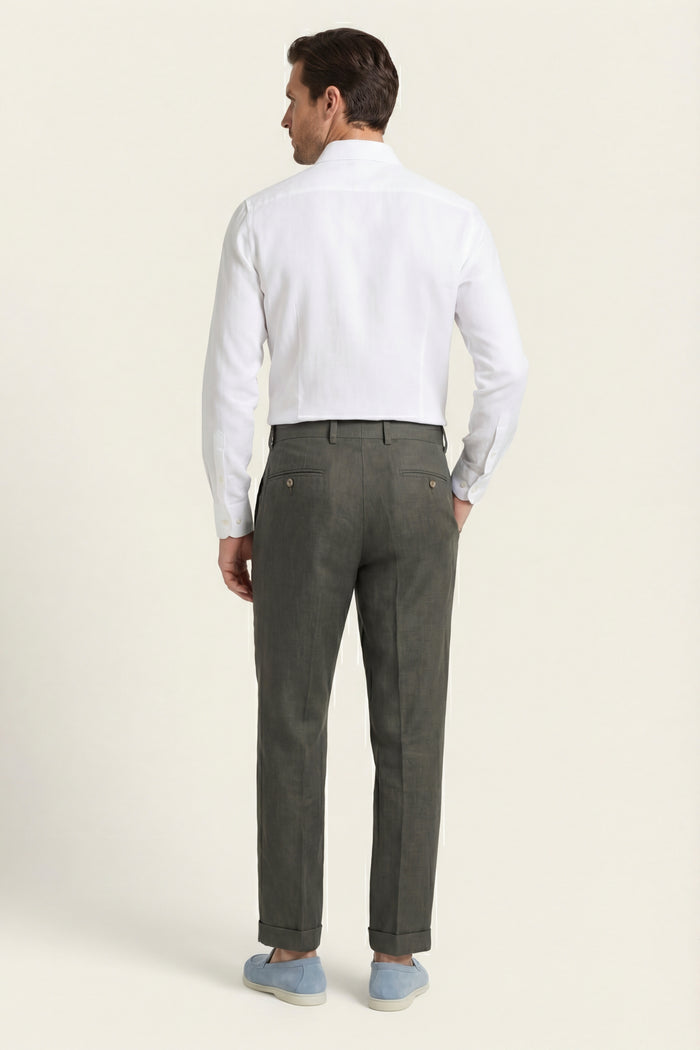 Morino Pleated Trousers Olive