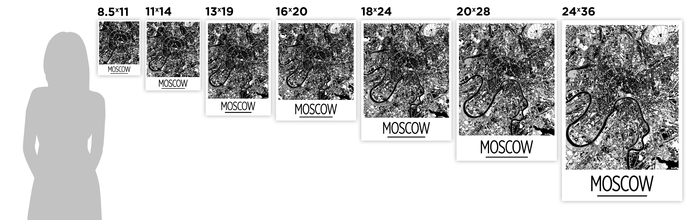 Moscow Map Poster - russia Map Print - Art Deco Series
