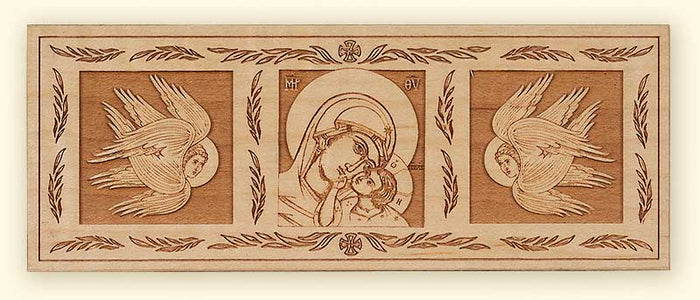 L242 Sweet Kissing Mother of God with Seraphim Laser Engraved Icon