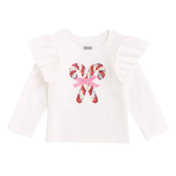 Mudpie- Ivory Candy Cane Sparkle T-Shirt #15100348