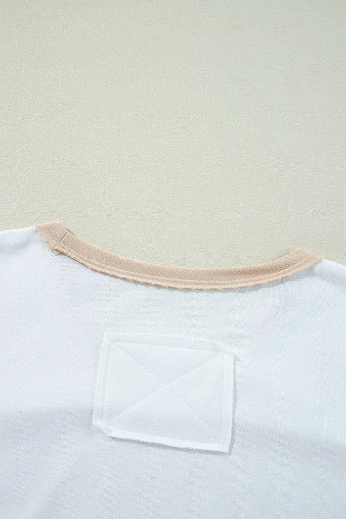 Multicolour Colourblock Patchwork Side Split Tunic T Shirt - Tops/Tops & Tees