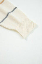 Multicolour Striped Buttoned Front V-Neck Drop Shoulder Cardigan - Sweaters & Cardigans/Cardigans