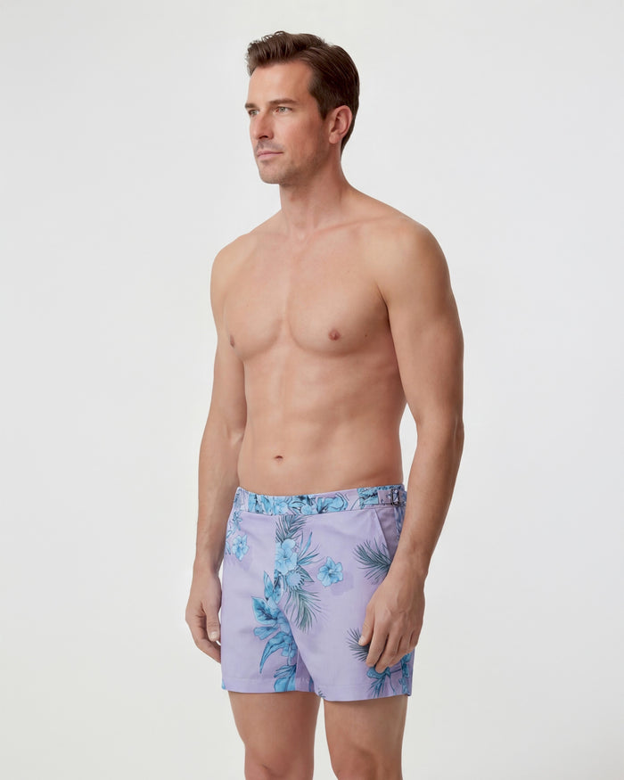 NEPTUNE MALI FLORAL LAVENDER MENS TAILORED SWIM SHORT