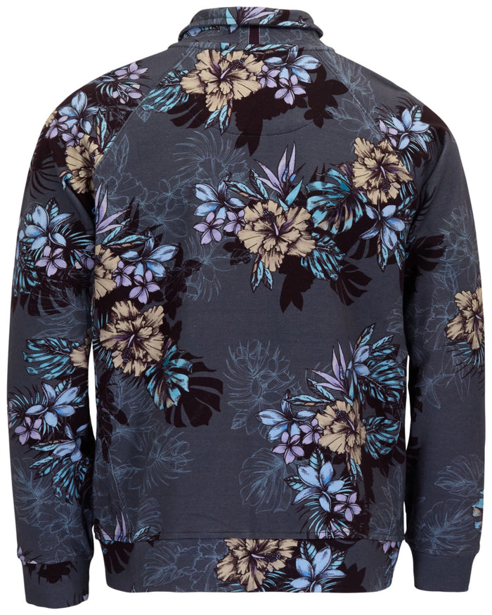 NEVILLE EXOTIC FLORAL BLACK MENS PRINTED ZIP JACKET