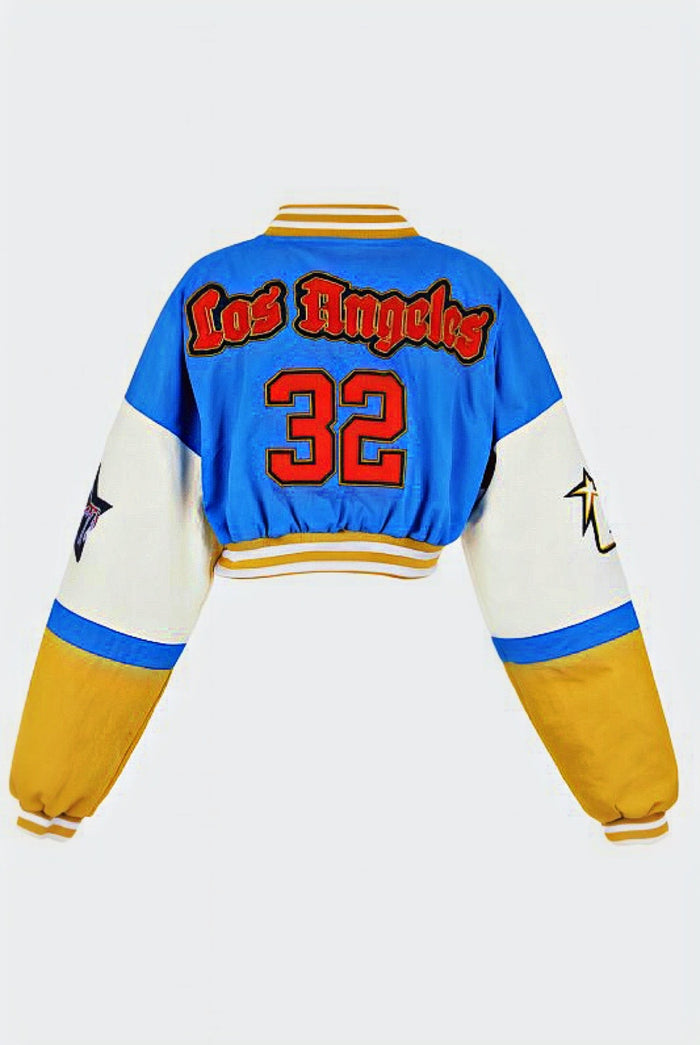 No Fans - Color Block Slightly Cropped Varsity Jacket