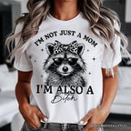 Not Just a Mom Raccoon T-Shirt, Retro White Tee for Sarcastic and Unapologetic Mothers T-Shirts OrnamentallyYou