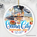 Ocean City Ceramic Ornament, Maryland Coastal Themes Christmas Decoration and Gift Ceramic Ornament OrnamentallyYou Circle
